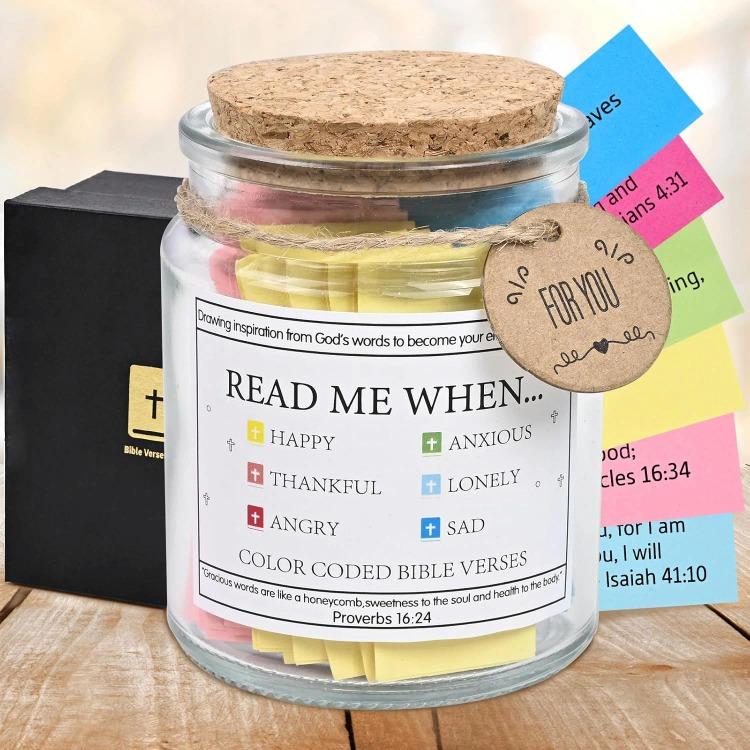 Premium upgrade Bible Verse Jar, 5 counts Bible Study Church Christian Gifts For Women and Men, Read Me When Prayer Jar, Scripture Jar, Religious Gift For Mom Dad Friend, Inspirational Birthday Christmas Gift