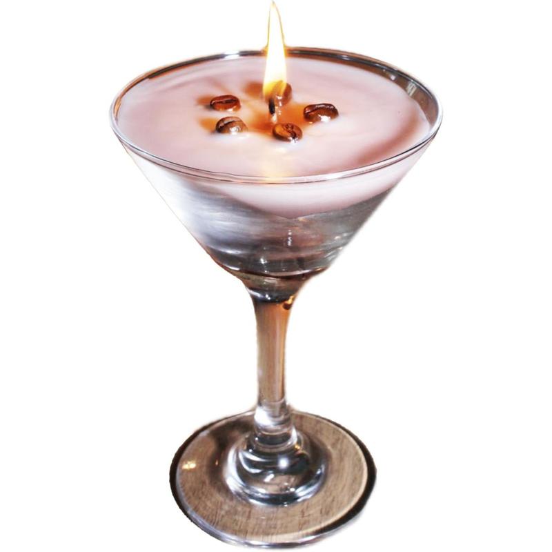 Original Espresso Martini Candle, Scented Gel Wax Coffee Scented Candle | Cocktail Candles with Glasses