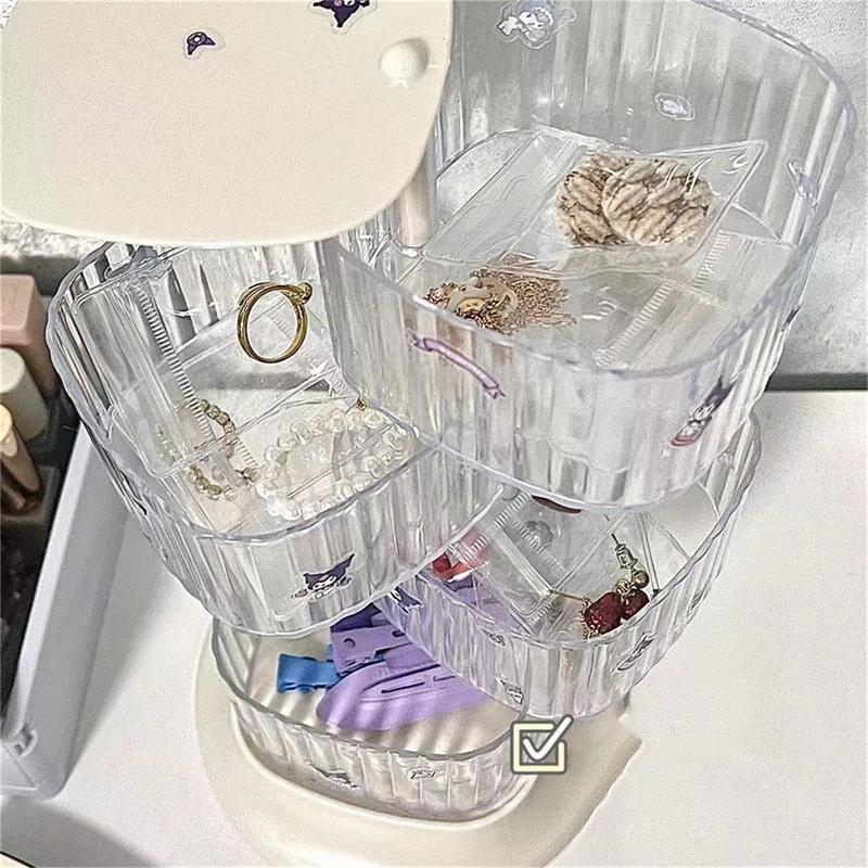 Clear Rotatable Jewelry Storage Box, 1 Count Multi Layer Jewelry Organizer, Desktop Jewelry Storage Box for Home Bedroom