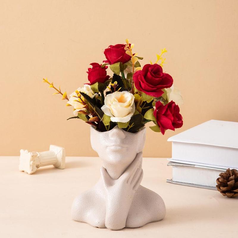 Creative Head Vase without Flower, 1 Count Modern Resin Vase, Flower Arrangement Vase, Home Decor Supplies for Living Room Bedroom Office