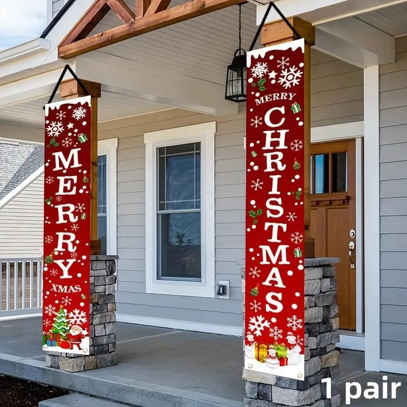 Letter Pattern Christmas Banner, 2 Counts set Merry Christmas Hanging Banner, Festive Atmosphere Decoration for Home, Party, Garden