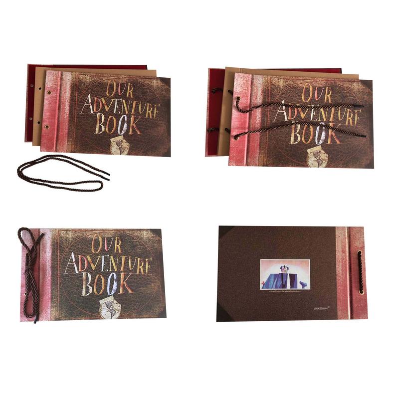 Our Adventure Book, Up Scrapbook Album with Movie Themed Postcards, Wedding and Anniversary Photo Album, Memory Keepsake, 11.6 x 7.5 inch, 80 Pages (Light Brown Pages)