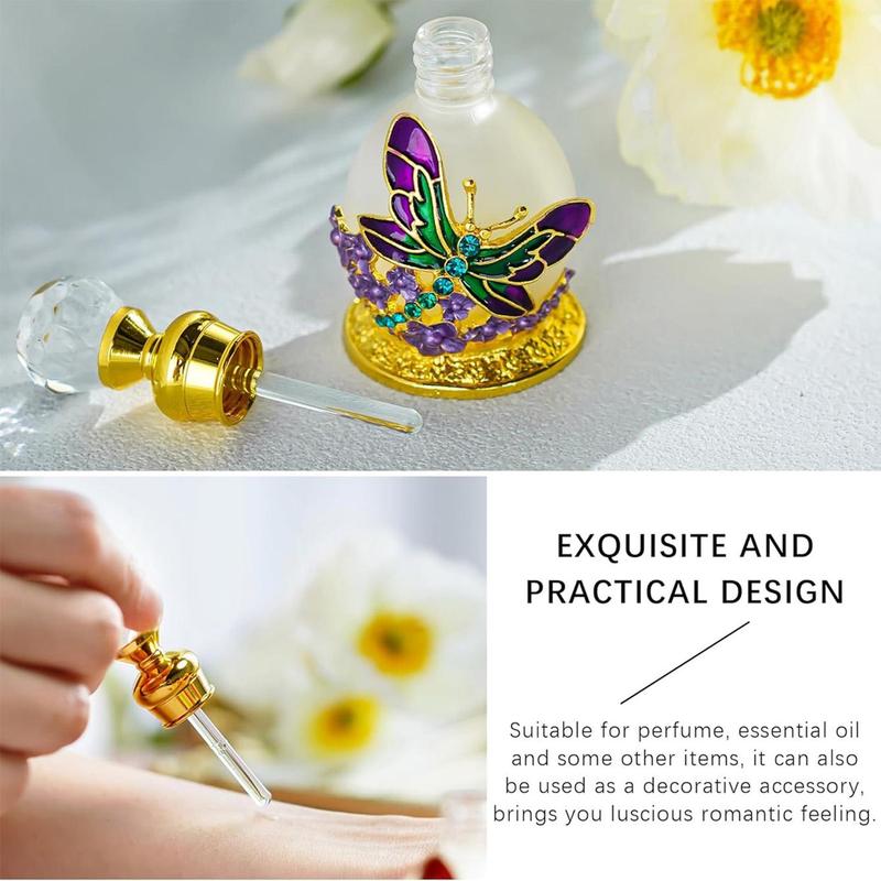 Butterfly Design Refillable Mini Perfume Bottle with Glass Ball Roller, Travel Portable Perfume Dispenser Bottle