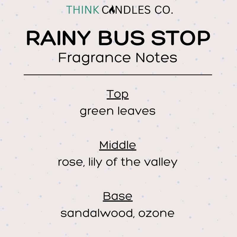 Rainy Bus Stop Candle | Hand Poured Vegan Wax Blend Candle | 9 oz, 4 oz, 2 oz Snap Bar