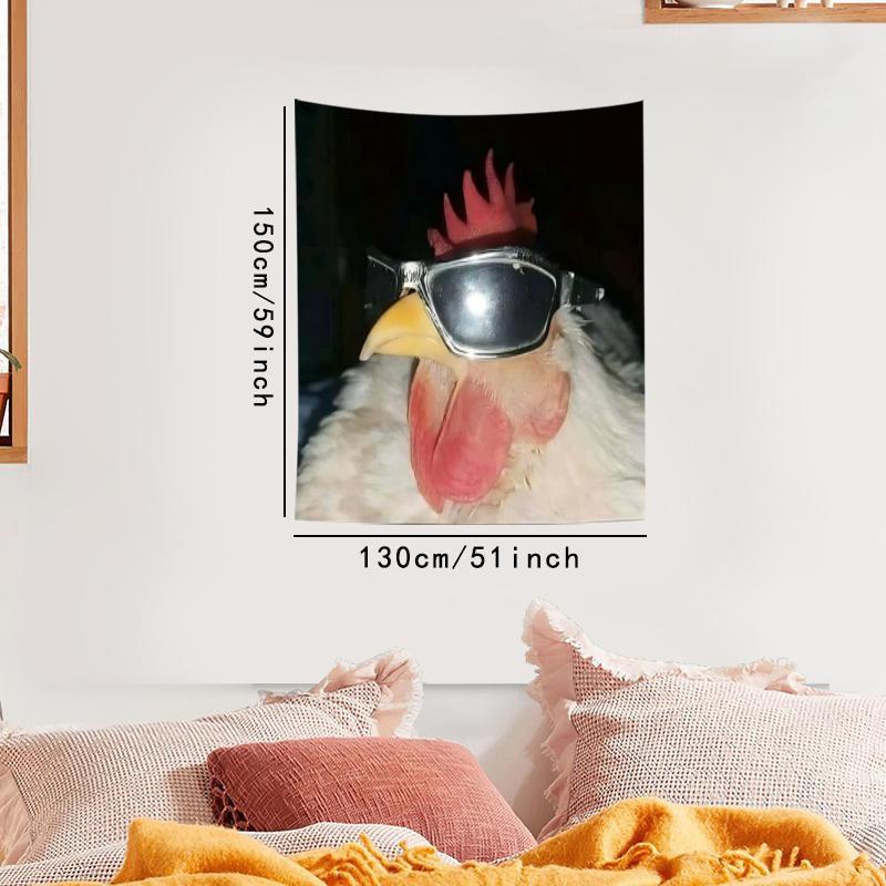 Chicken with Sunglasses Pattern Tapestry, Aesthetic Wall Hanging Decor, Wall Art for Home Living Room Bedroom Office Study Room