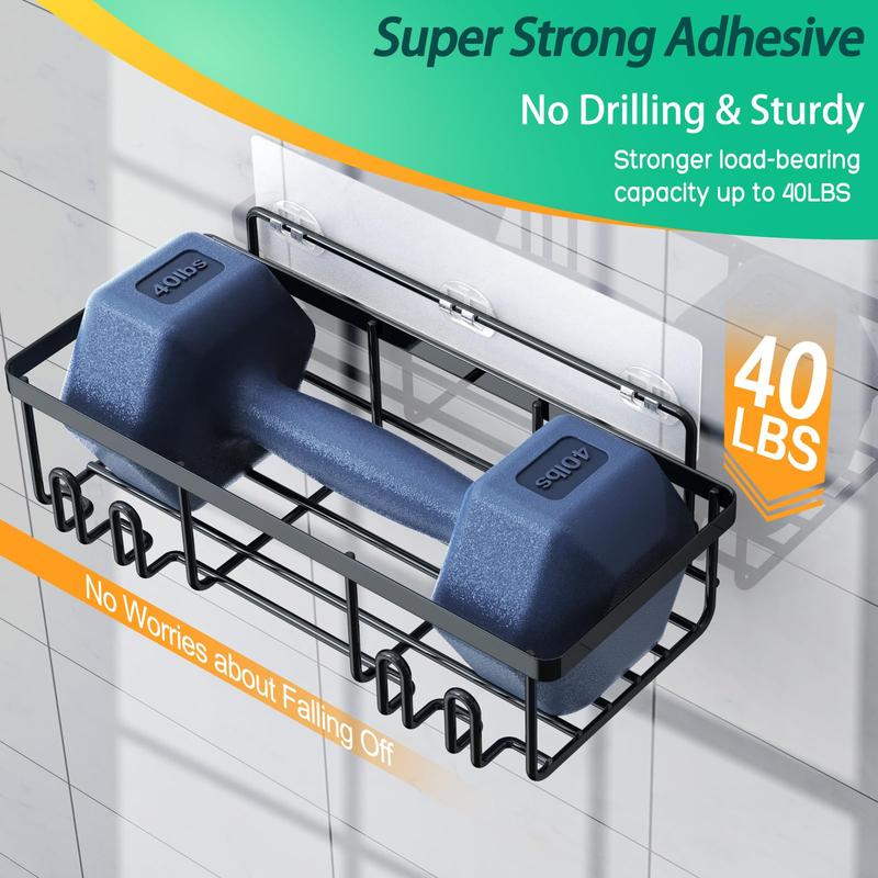 Shower Caddy 5 Pack, Adhesive Shower Organizer for Bathroom & Home & Kitchen, Rustproof Stainless Steel Shower Shelves with Hooks Racks