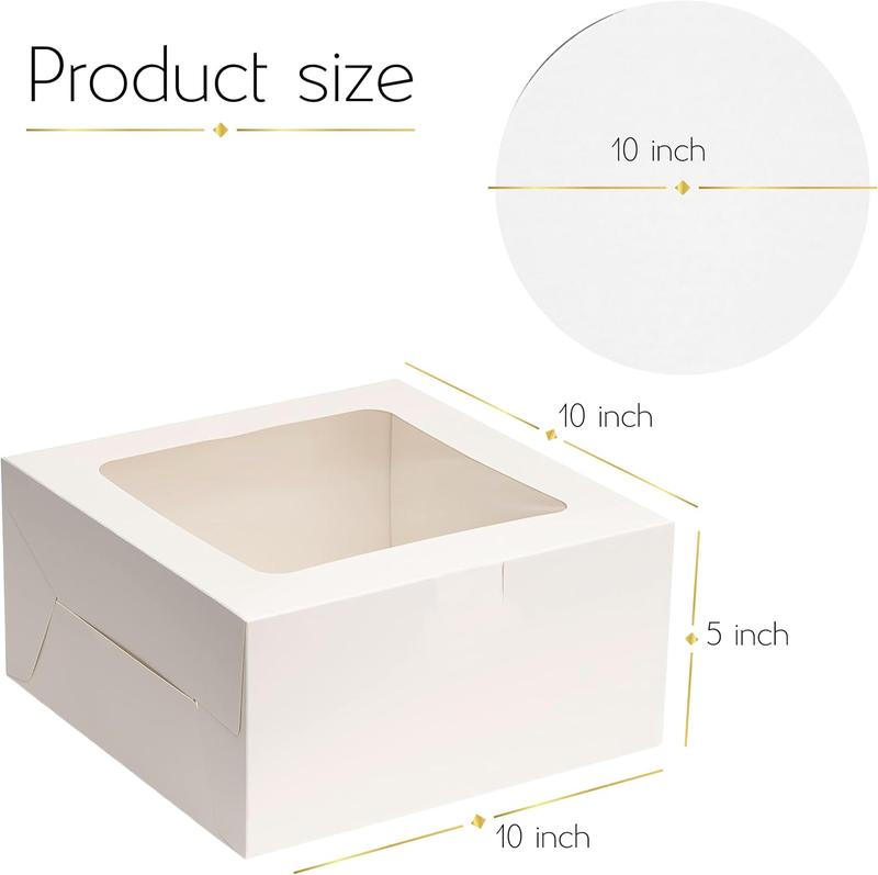 20 count Disposable Cake Box Set  10x10x5 Inch Bakery Boxes with Window and 10 Cake Board Tall Cake Boxes Cake Drum Paper Box and Cake Board Disposable Cake Containers with Lids