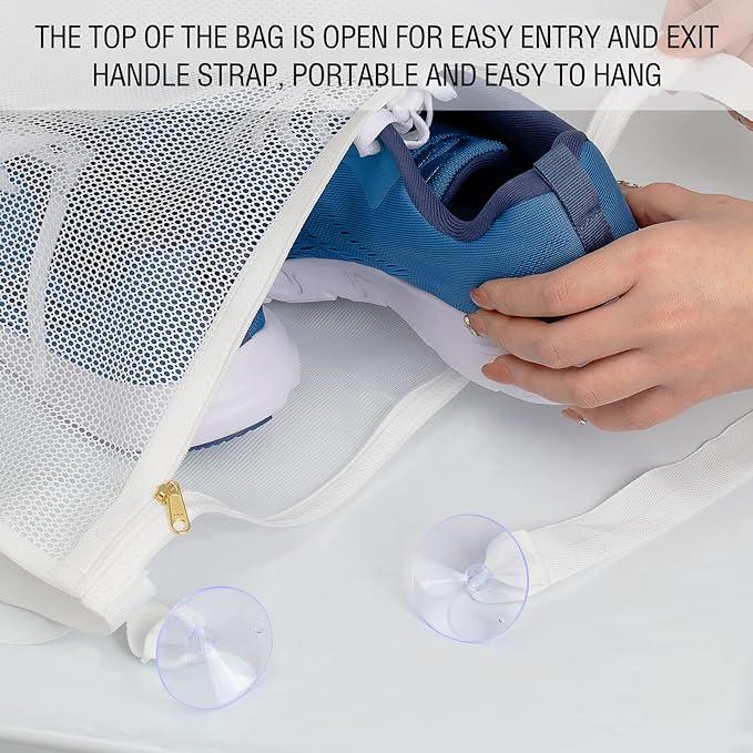 Sneaker Wash and Dry Bag for Dryer, Sneaker Drying Bag for Laundry, with Suction Cup Hooks for Easy Installation, Use YKK Zipper（1 Coarse Mesh） Accessories Plastic Cleaning Pet Resistant