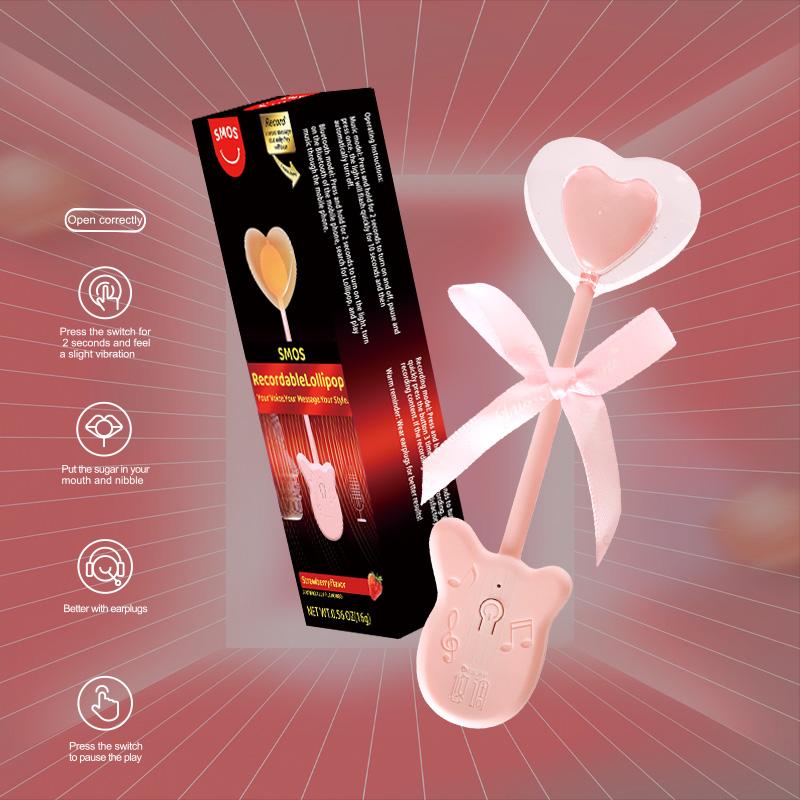 Recordable Lollipops, Bone-Conduction Lollipops with Heart-Shaped Design – The Perfect Christmas and Valentine’s Day Gift. Rechargeable to Keep the Sound of Love Lasting Longer