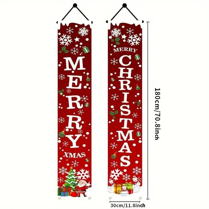 Letter Pattern Christmas Banner, 2 Counts set Merry Christmas Hanging Banner, Festive Atmosphere Decoration for Home, Party, Garden