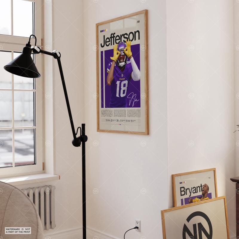 Justin's Jefferson Poster, Minnesotaaa Vikings Print, Poster, Sports Poster, Football Poster, NFLll Wall Art, Sports Bedroom Posters Poster No Frame