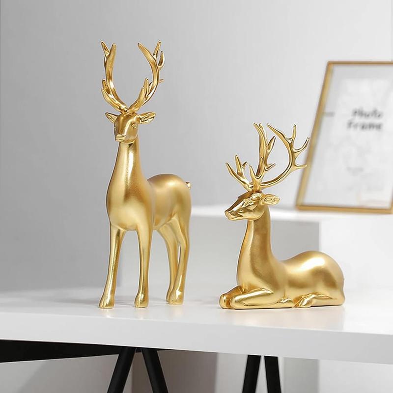 Deer Design Ornament, 1 Pair Animal Figurine Desktop Decoration, Desktop Figurine Decor for Home and Office