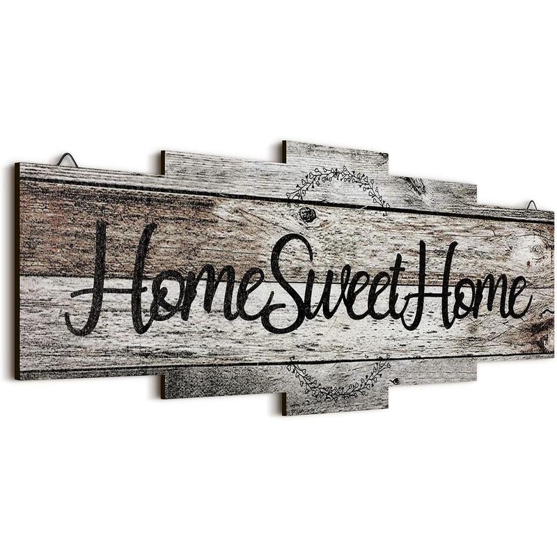 Home Sweet Home Sign, Rustic Wood , Large Farmhouse Home Plaque Wall Hanging Wooden Sign for Bedroom, Living Room, Wall, Wedding Decor (Gray)