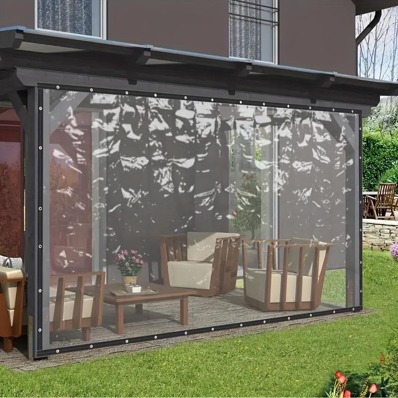 1Pcs Heavy-Duty Transparent Waterproof Tarp VANDHAM with Eyelets (130 G M, 0.14mm) + 5m Rope - All-Weather Insulation for Patio, Cover Sofa