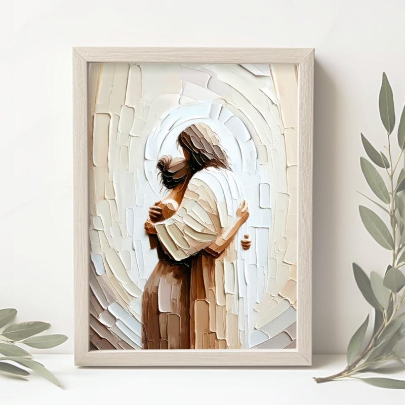 Woman Safe in His Arms Vertical | Digital Download | Jesus Embracing Woman | Christian Art | Bible Wall Art