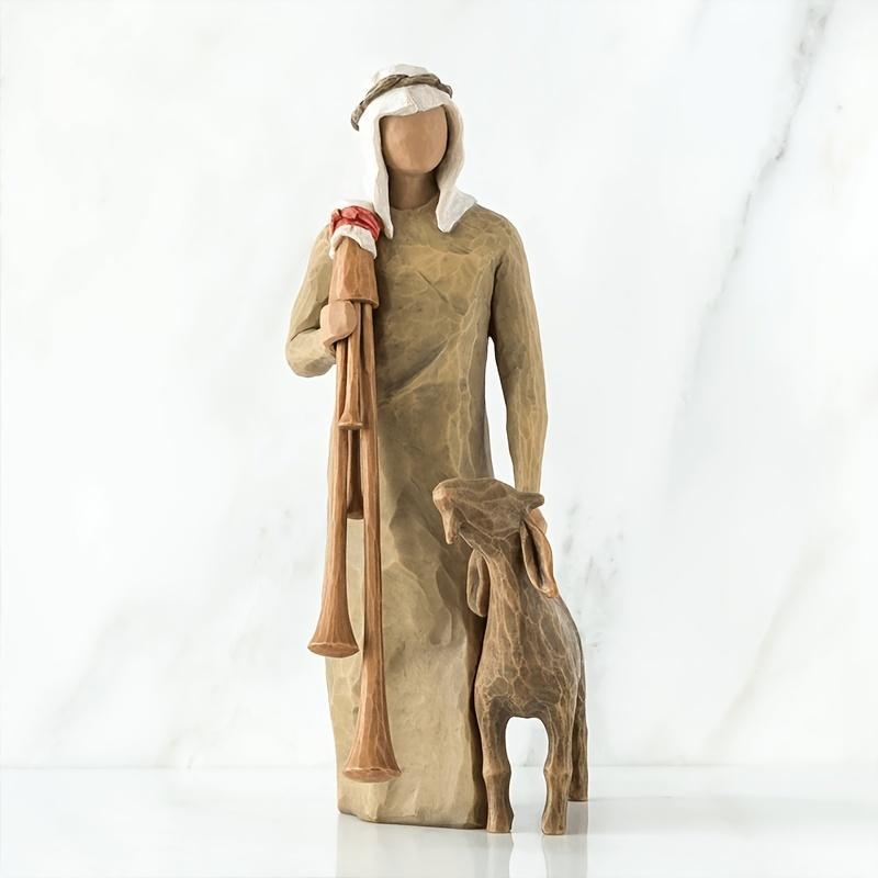 Shepherd Sculpture, 1 Count Bible Character Decoration, Desktop Decorative Ornament for Living Room Bedroom Office, Home Decor