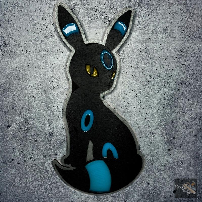 Glow in The Dark Shinny Umbreon - Wood Wall Decor Pokemon Hanging Decoration Ornaments Gift Hangable