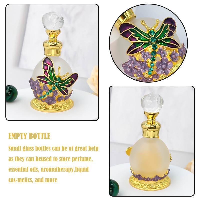 Butterfly Design Refillable Mini Perfume Bottle with Glass Ball Roller, Travel Portable Perfume Dispenser Bottle