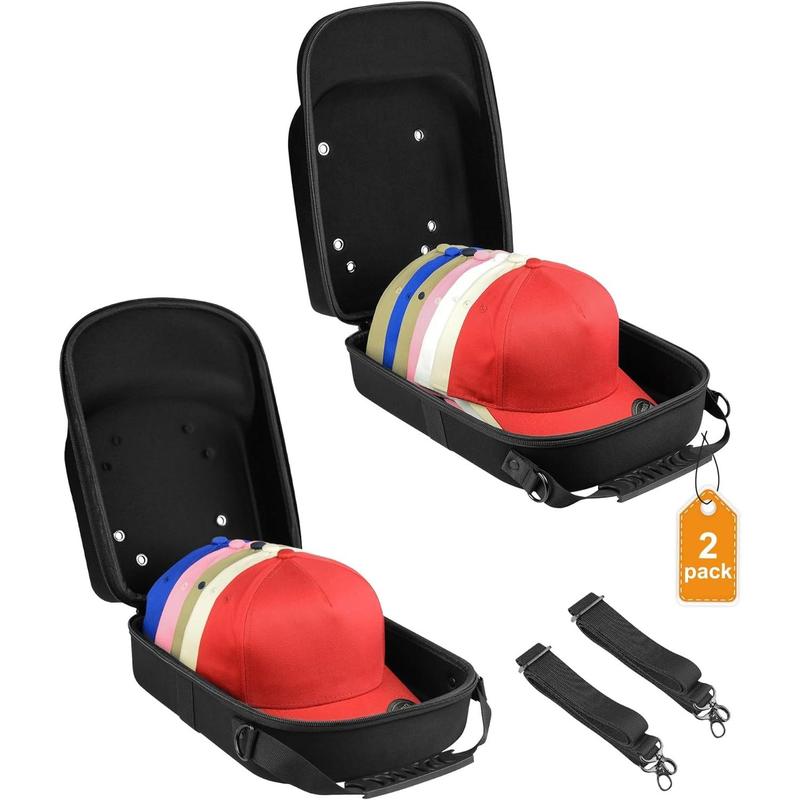 Set of 2 Hard Hat travel Cases for Baseball Caps - Hat Storage Organizer Holder with Handle, Shoulder Strap and Trolley Sleeve, Protect up to 10 Hats for Outdoor and Home Storage