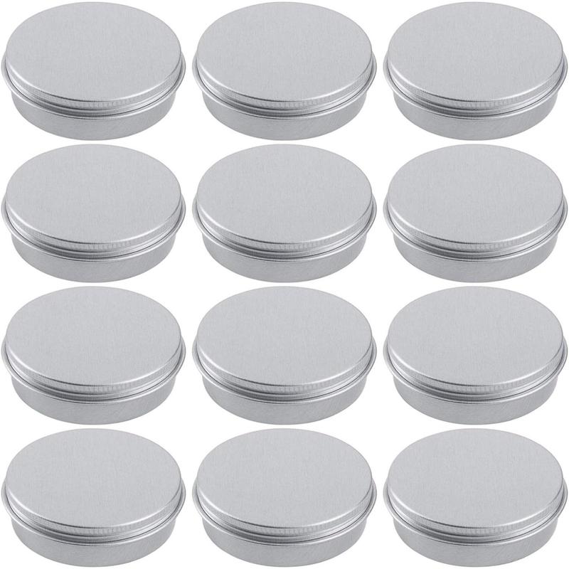 4 Ounce Aluminum Tin Jar Refillable Containers 120 Ml Aluminum Screw Lid Round Tin Container Bottle for Cosmetic,Lip Balm, Cream, 12 Pack Canister Organiser