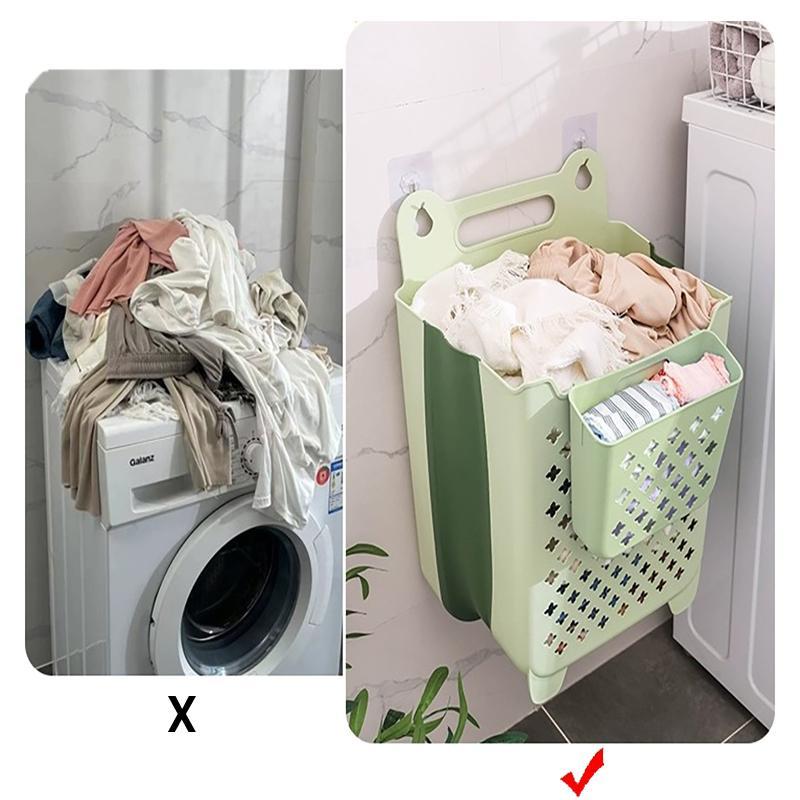 Foldable Hollow Out Laundry Basket, 1 Count Wall Mounted Dirty Clothes Basket, Household Storage Basket for Bathroom, Laundry Room, Bedroom, Kitchen