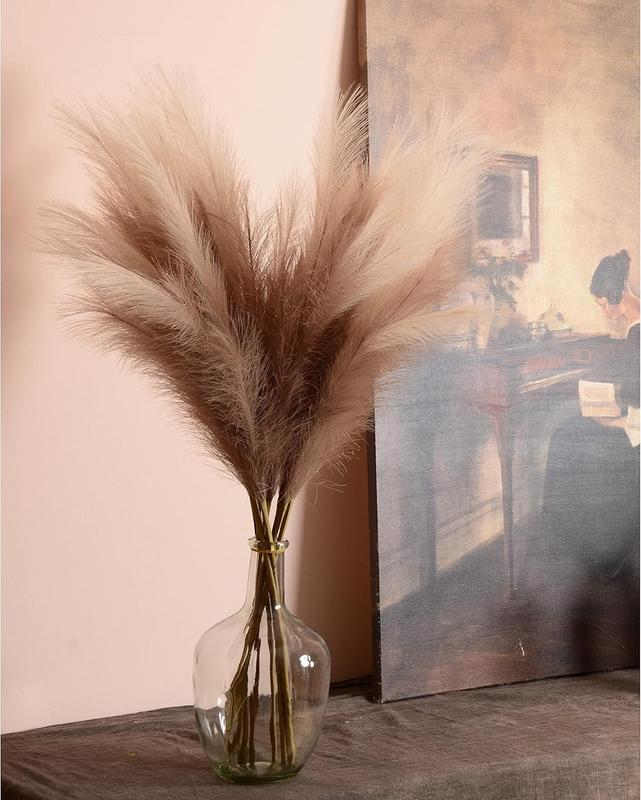 Faux Pampas Grass, 9 count 37'' 3.1FT Tall Fluffy Fake Pompas Floral, Large Artificial Pompous Grass Branches for Floor Vase Fillers, Boho Farmhouse Room Wedding Decor (Mixed Color)