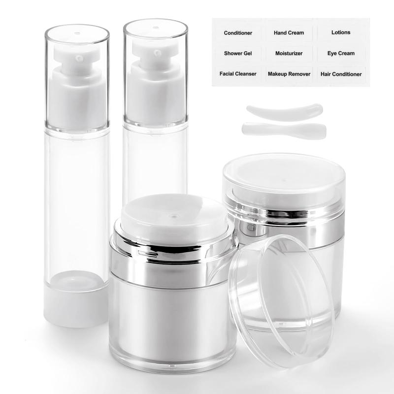 4 Pack Bubimon Airless Pump Jars, 1.7oz 50ml Cosmetic Containers, Leak Proof Refillable jar, Cream Jar, Vacuum Bottle for Cream Lotion, Toiletries, Shampoo, Body wash