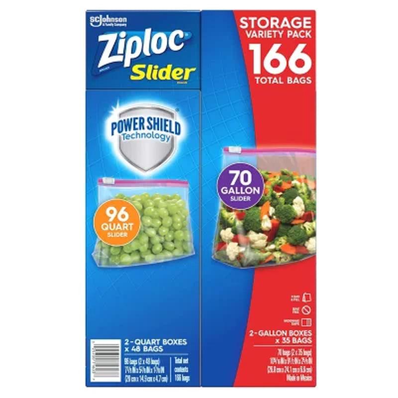 Ziploc Slider Storage Bags Variety Pack, Quart 96 Ct., Gallon 70 Ct. Kitchen Organiser