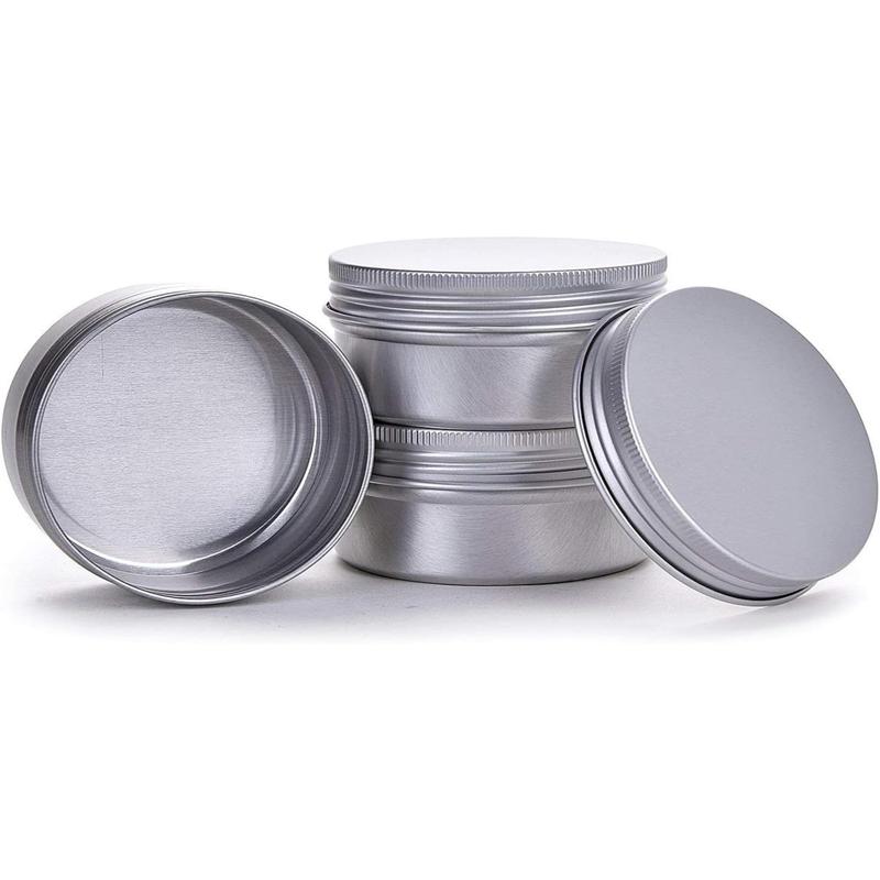 4 Ounce Aluminum Tin Jar Refillable Containers 120 Ml Aluminum Screw Lid Round Tin Container Bottle for Cosmetic,Lip Balm, Cream, 12 Pack Canister Organiser