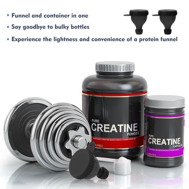 2Pack Protein Powder Container to go Portable Supplement Funnels for Filling Bottles with Protein Powder Compartment Pill Storage, Great for Workout, Travel, to-Go, Fitness Organiser Canister Tin