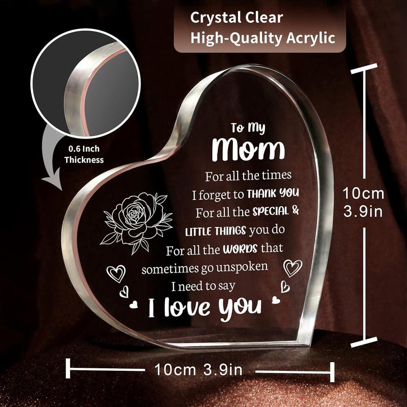 Gifts for Mom, Mom Christmas Gifts - Acrylic Keepsake 3.9x3.9 Inch - I Love You Mom Birthday Gifts from Son - Best Mothers Day Valentines Day Gifts for Mom