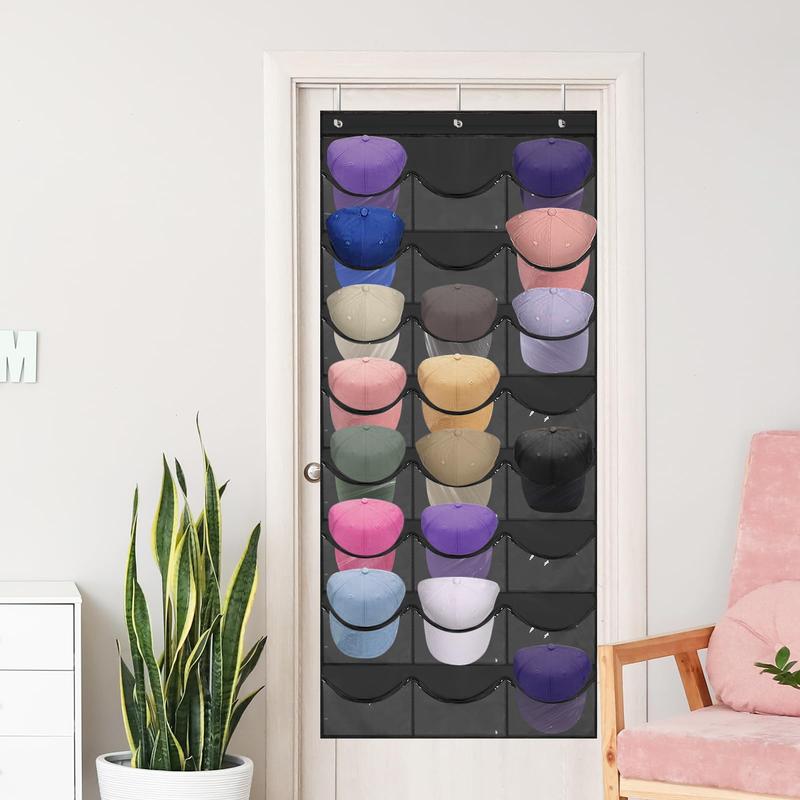 Door Back Hanging Baseball Cap Storage Bag, 1 Count 24 Pocket Hanging Baseball Cap Holder, Hat Storage Organizer for Door Back & Wardrobe